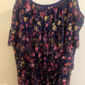 Layered floral spaghetti strap shirt